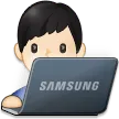 man technologist: light skin tone para la plataforma Samsung