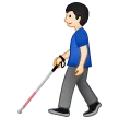 man with white cane: light skin tone สำหรับแพลตฟอร์ม Samsung