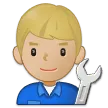 man mechanic: medium-light skin tone til Samsung platform