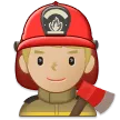 man firefighter: medium-light skin tone per la piattaforma Samsung