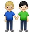men holding hands: medium-light skin tone, light skin tone para a plataforma Samsung