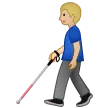 man with white cane: medium-light skin tone alustalla Samsung
