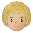 man: medium-light skin tone, curly hair สำหรับแพลตฟอร์ม Samsung