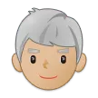 Samsung platformu için man: medium-light skin tone, white hair