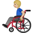 man in manual wheelchair: medium-light skin tone für Samsung Plattform