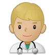 man health worker: medium-light skin tone pentru platforma Samsung