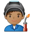 man factory worker: medium skin tone para a plataforma Samsung