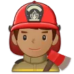 man firefighter: medium skin tone alustalla Samsung