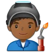 man factory worker: medium-dark skin tone สำหรับแพลตฟอร์ม Samsung