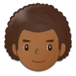 man: medium-dark skin tone, curly hair สำหรับแพลตฟอร์ม Samsung