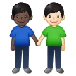 men holding hands: dark skin tone, light skin tone para a plataforma Samsung