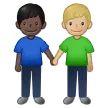 Samsung 플랫폼을 위한 men holding hands: dark skin tone, medium-light skin tone