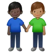 men holding hands: dark skin tone, medium skin tone per la piattaforma Samsung
