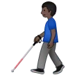 man with white cane: dark skin tone for Samsung-plattformen