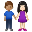 woman and man holding hands: light skin tone, medium skin tone für Samsung Plattform