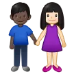 woman and man holding hands: light skin tone, dark skin tone para a plataforma Samsung