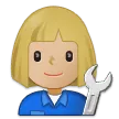 woman mechanic: medium-light skin tone สำหรับแพลตฟอร์ม Samsung