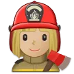 woman firefighter: medium-light skin tone สำหรับแพลตฟอร์ม Samsung
