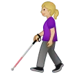 woman with white cane: medium-light skin tone para la plataforma Samsung