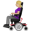 woman in motorized wheelchair: medium-light skin tone สำหรับแพลตฟอร์ม Samsung