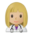 woman health worker: medium-light skin tone for Samsung platform