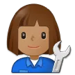 woman mechanic: medium skin tone สำหรับแพลตฟอร์ม Samsung
