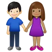 Samsung 플랫폼을 위한 woman and man holding hands: medium skin tone, light skin tone
