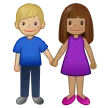 woman and man holding hands: medium skin tone, medium-light skin tone for Samsung platform
