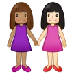 women holding hands: medium skin tone, light skin tone für Samsung Plattform