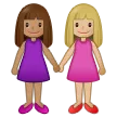 women holding hands: medium skin tone, medium-light skin tone for Samsung platform