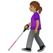 woman with white cane: medium skin tone för Samsung-plattform