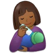 woman feeding baby: medium-dark skin tone til Samsung platform