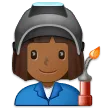woman factory worker: medium-dark skin tone สำหรับแพลตฟอร์ม Samsung