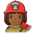 woman firefighter: medium-dark skin tone สำหรับแพลตฟอร์ม Samsung