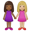 women holding hands: medium-dark skin tone, medium-light skin tone für Samsung Plattform
