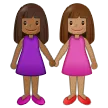 women holding hands: medium-dark skin tone, medium skin tone for Samsung platform