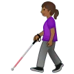 woman with white cane: medium-dark skin tone para la plataforma Samsung