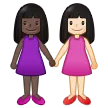 Samsung dla platformy women holding hands: dark skin tone, light skin tone