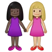 women holding hands: dark skin tone, medium-light skin tone für Samsung Plattform