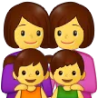 Samsung प्लेटफ़ॉर्म के लिए family: woman, woman, girl, boy