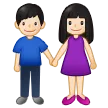 woman and man holding hands: light skin tone สำหรับแพลตฟอร์ม Samsung