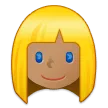 woman: medium skin tone, blond hair สำหรับแพลตฟอร์ม Samsung