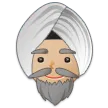 man wearing turban: medium-light skin tone for Samsung platform