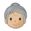 old woman: medium-light skin tone untuk platform Samsung