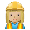 woman construction worker: medium-light skin tone สำหรับแพลตฟอร์ม Samsung