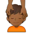 person getting massage: medium-dark skin tone สำหรับแพลตฟอร์ม Samsung