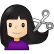 woman getting haircut: light skin tone for Samsung platform