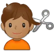 Samsung 플랫폼을 위한 person getting haircut: medium skin tone