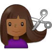 woman getting haircut: medium-dark skin tone для платформы Samsung