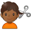 person getting haircut: medium-dark skin tone untuk platform Samsung